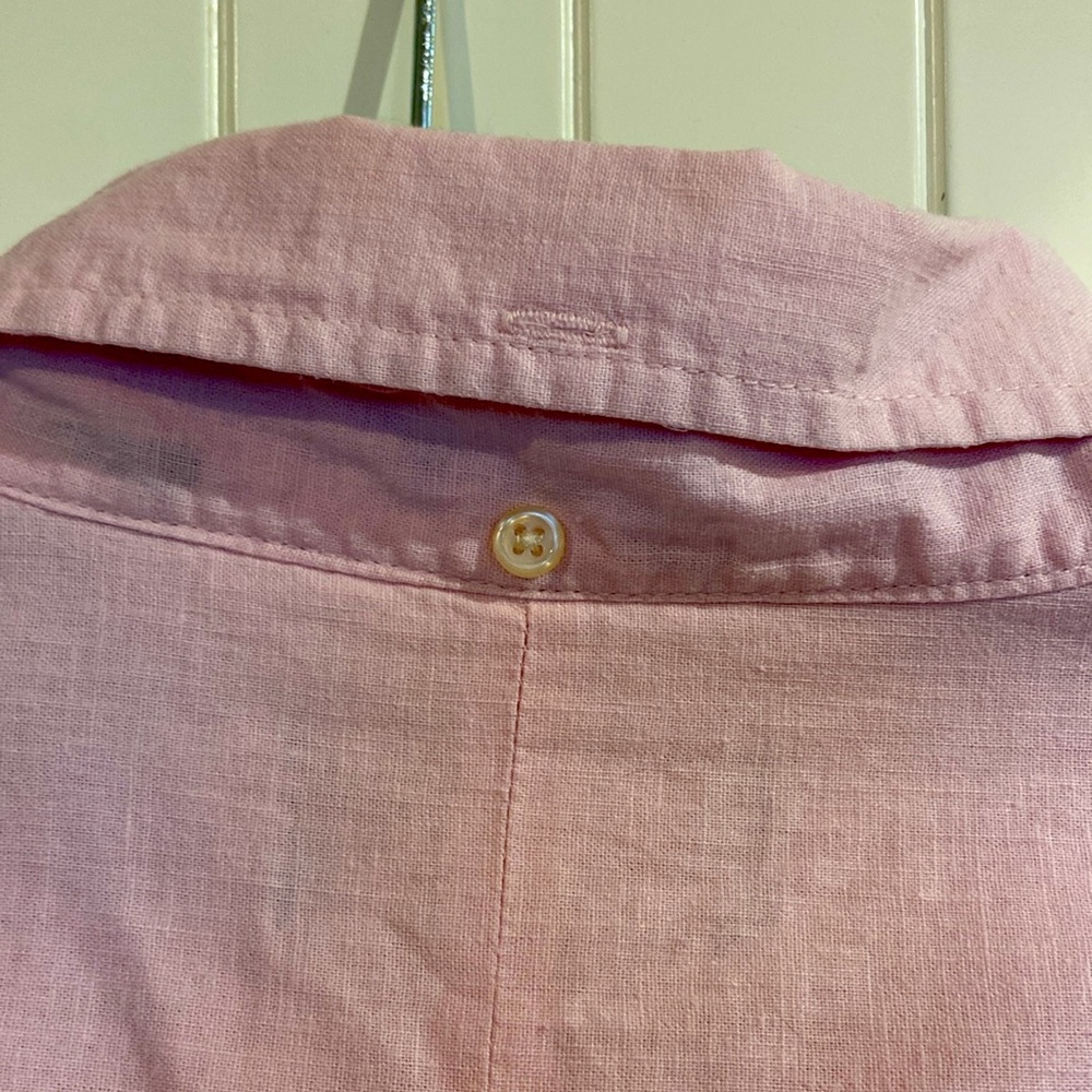 ♥️ HOST PICK ♥️ CHAPS men’s pink linen blend short sleeve L - Picture 5 of 10
